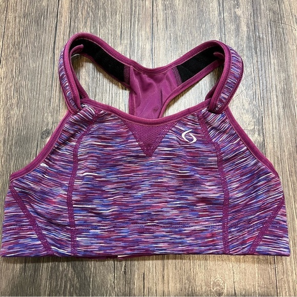 Moving Comfort Fiona Purple Rebound Racer Back Bra High Impact Wireless Gym 32B - Picture 3 of 10